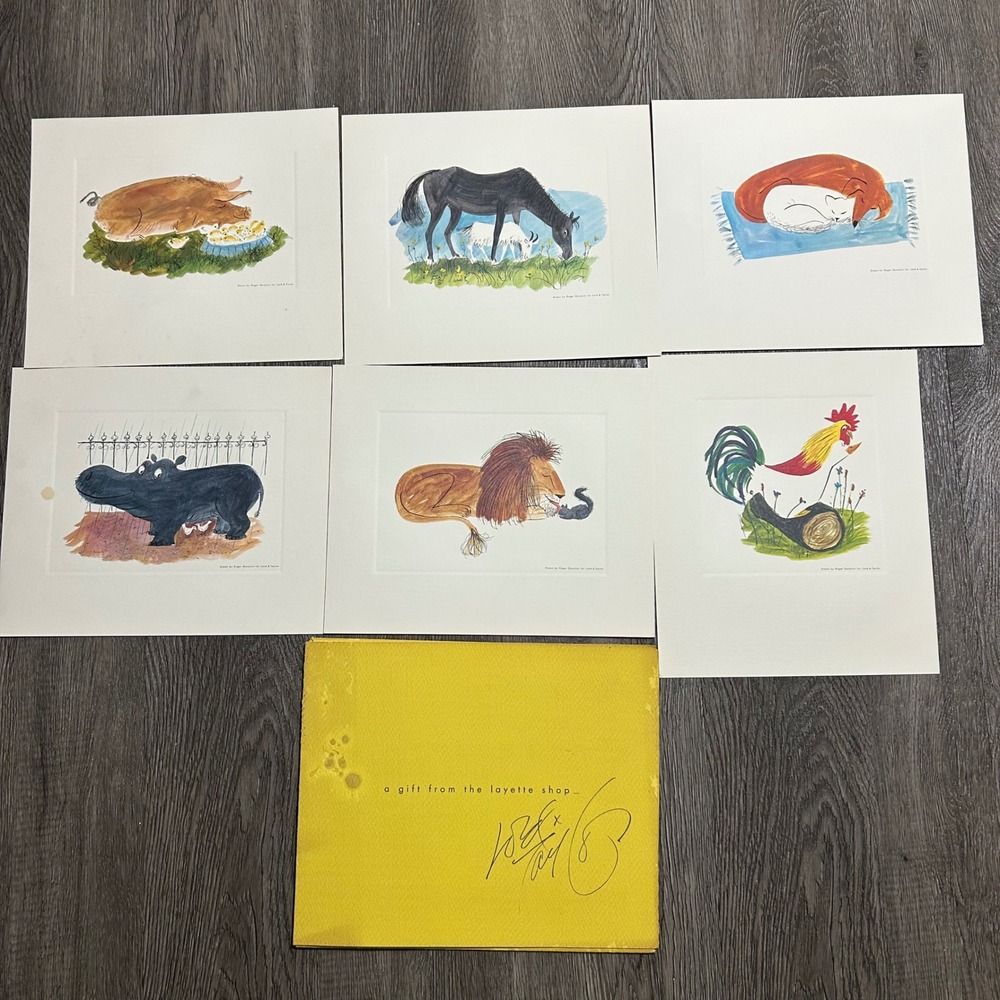 Lord‎ & Taylor Roger Duvoisin Art Prints Set OS Multicolor Vintage Animal